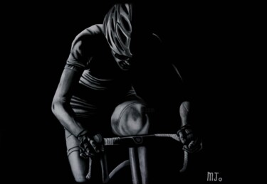 Painting titled "Cycliste" by Marie-Jo Coutin, Original Artwork, Acrylic