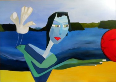Peinture intitulée "Jeu de plage... que…" par Marie-José Demarque, Œuvre d'art originale, Acrylique