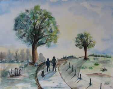 Painting titled "Lumière de printemps" by Marie-José Longuet, Original Artwork, Watercolor