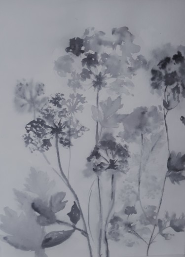 Malerei mit dem Titel "Fleurs d'automne" von Marie-José Longuet, Original-Kunstwerk, Aquarell