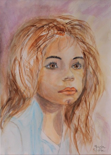 Schilderij getiteld "Regard vers l'aveni…" door Marie-José Longuet, Origineel Kunstwerk, Aquarel