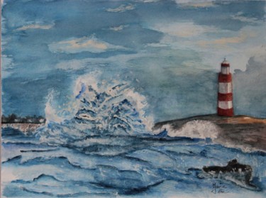 Peinture intitulée "La vague" par Marie-José Longuet, Œuvre d'art originale, Aquarelle