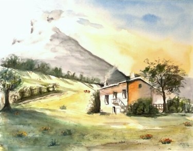 Peinture intitulée "Refuge de montagne" par Marie-José Longuet, Œuvre d'art originale, Aquarelle