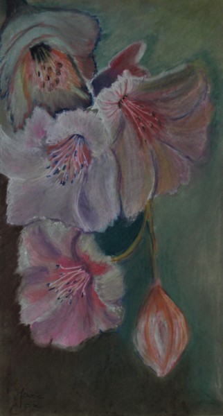 Painting titled "Cascade florale" by Marie-José Longuet, Original Artwork, Pastel