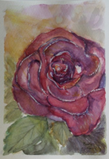 Pittura intitolato "Rose." da Marie-José Longuet, Opera d'arte originale, Acquarello