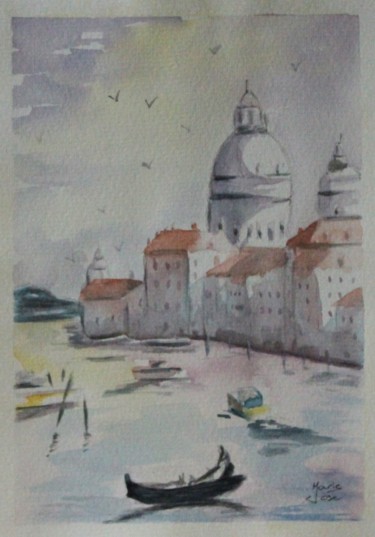Painting titled "Venise." by Marie-José Longuet, Original Artwork, Watercolor