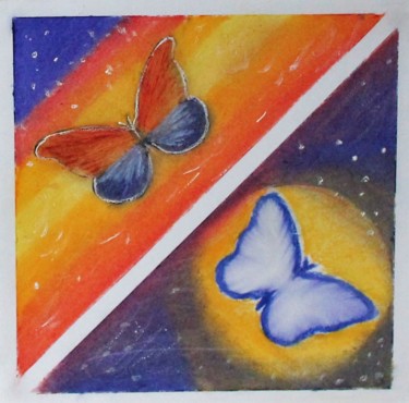 Pittura intitolato "Les Papillons." da Marie-José Longuet, Opera d'arte originale, Pastello
