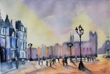 Pittura intitolato "Paris Mairie" da Marie-José Longuet, Opera d'arte originale, Acquarello