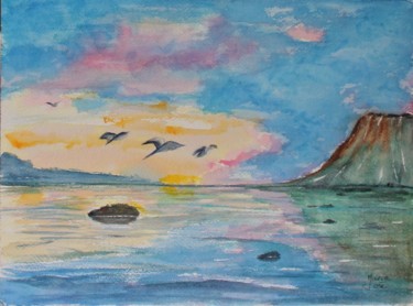 Malerei mit dem Titel "Les mouettes" von Marie-José Longuet, Original-Kunstwerk, Aquarell