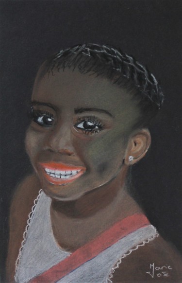 Malerei mit dem Titel "Fillette" von Marie-José Longuet, Original-Kunstwerk, Pastell