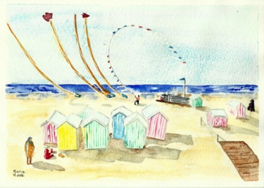 Malerei mit dem Titel "Berck" von Marie-José Longuet, Original-Kunstwerk, Aquarell