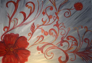 Pintura intitulada "Fleur en arabesque" por Marie-José Longuet, Obras de arte originais, Óleo