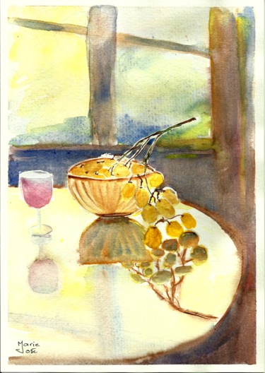 Painting titled "Doux Reflets" by Marie-José Longuet, Original Artwork, Watercolor