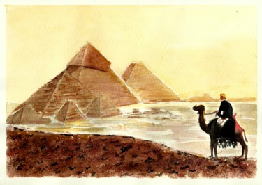 Ζωγραφική με τίτλο "Beauté de l'Egypte" από Marie-José Longuet, Αυθεντικά έργα τέχνης, Ακουαρέλα