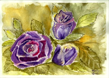 Peinture intitulée "Les Roses" par Marie-José Longuet, Œuvre d'art originale, Aquarelle