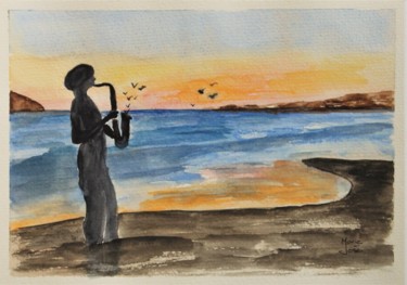 Peinture intitulée "La symphonie des oi…" par Marie-José Longuet, Œuvre d'art originale, Aquarelle