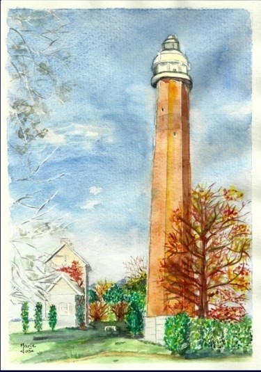 Peinture intitulée "Phare de la baie de…" par Marie-José Longuet, Œuvre d'art originale, Aquarelle