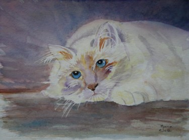 Le Chat Peinture intitulée "Le Chat" par Marie-José Longuet, Œuvre d'art originale, Aquarelle