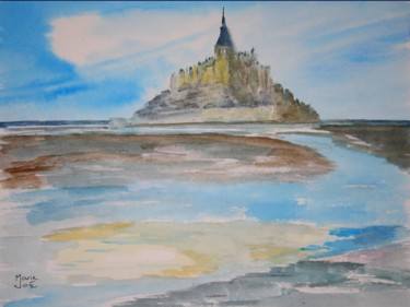 Peinture intitulée "Mont st Michel" par Marie-José Longuet, Œuvre d'art originale, Aquarelle
