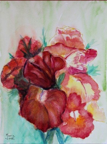 Peinture intitulée "Un bouquet printani…" par Marie-José Longuet, Œuvre d'art originale, Aquarelle