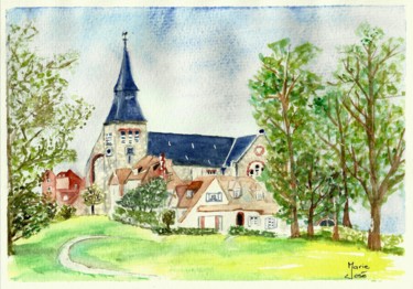 「Eglise du Touquet (…」というタイトルの絵画 Marie-José Longuetによって, オリジナルのアートワーク, 水彩画
