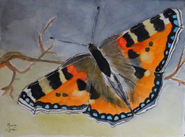 Painting titled "Papillon" by Marie-José Longuet, Original Artwork, Watercolor