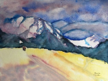 Painting titled "Randonnée" by Marie-José Longuet, Original Artwork, Watercolor