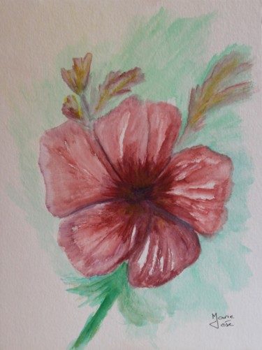 Pintura intitulada "Fleur" por Marie-José Longuet, Obras de arte originais, Aquarela