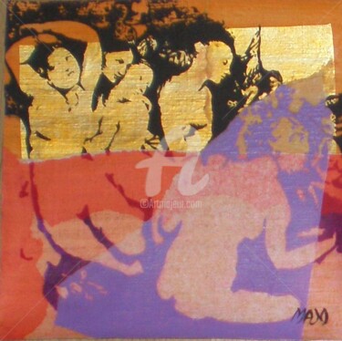 Malerei mit dem Titel "bain turque" von Marie-José Lopez Portland (VersusMAJO), Original-Kunstwerk, Collagen