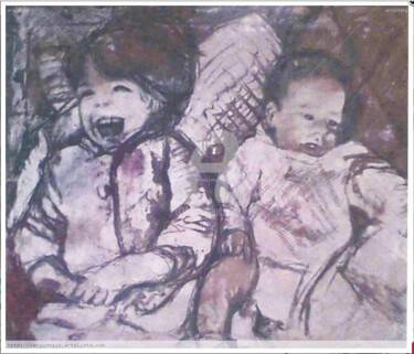 Painting titled "Carlos y yo" by Marie-José Lopez Portland (VersusMAJO), Original Artwork, Oil