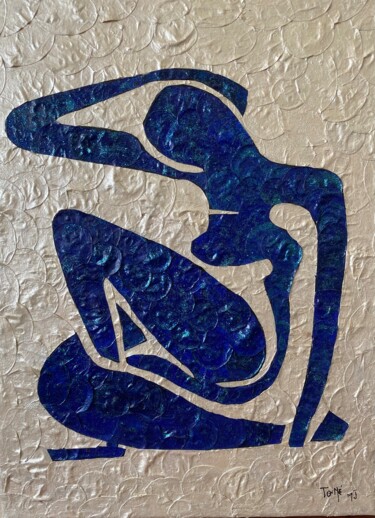 Картина под названием "inspiration bleue" - Marie Josée Tomé, Подлинное произведение искусства, Коллажи