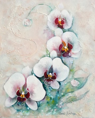 Картина под названием "Orchidées" - Marie Landreau, Подлинное произведение искусства
