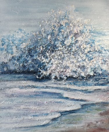 Painting titled "Éphémère, vague" by Marie Landreau, Original Artwork, Acrylic