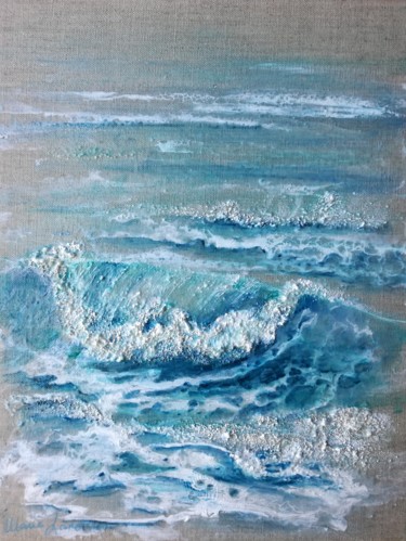 Painting titled "vague" by Marie Landreau, Original Artwork, Acrylic