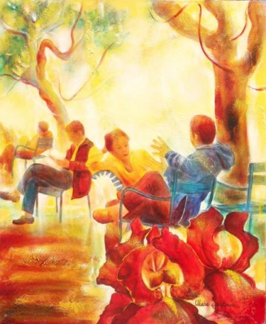 Painting titled "Conversation" by Marie Landreau, Original Artwork