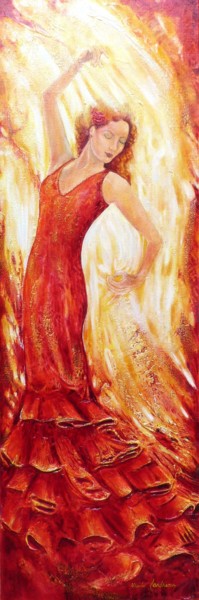 Malerei mit dem Titel ""Flamenco Elégante"…" von Marie Landreau, Original-Kunstwerk