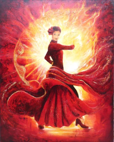 Malerei mit dem Titel "Flamboyance - Marie…" von Marie Landreau, Original-Kunstwerk