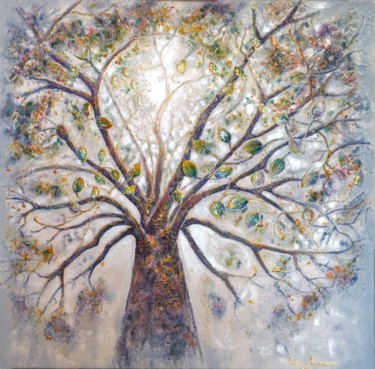 Pittura intitolato "arbre-de-lumiere-2" da Marie Landreau, Opera d'arte originale