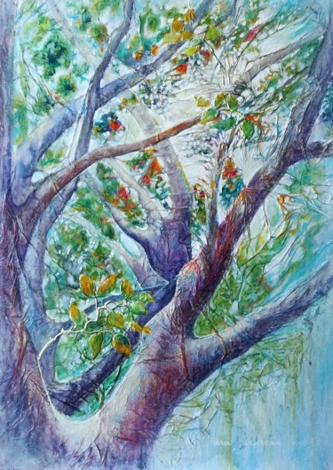 Schilderij getiteld "Étude d arbre N°2" door Marie Landreau, Origineel Kunstwerk