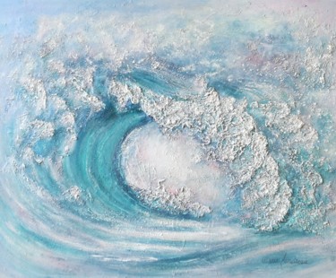Peinture intitulée "Au cœur de la vague" par Marie Landreau, Œuvre d'art originale, Acrylique