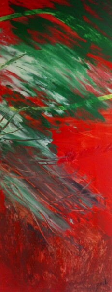 Painting titled "Nature rouge" by Marie-Laure Bossou, Original Artwork