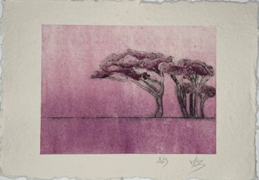 Impressões e gravuras intitulada "Les pins roses I" por Marie-Laure Breton, Obras de arte originais, Gravação