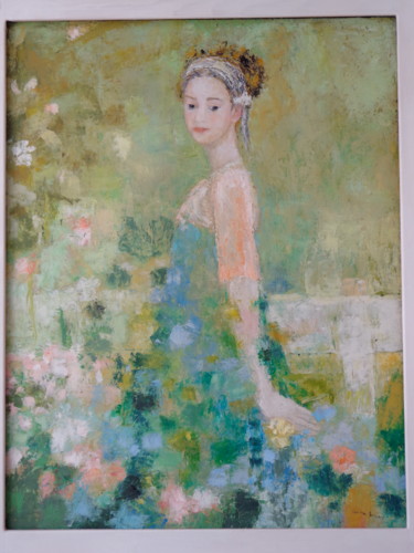 Painting titled "La robe bleue" by Laura Brume, Original Artwork