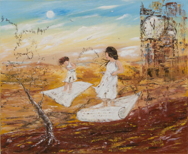 Peinture intitulée "Les petites filles" par Marie Laure D'Angelo, Œuvre d'art originale, Huile