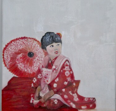 Peinture intitulée "la petite fille à l…" par Marie Laure Hamard, Œuvre d'art originale, Huile