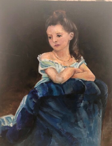 Painting titled "la jeune fille au f…" by Marie Laure Hamard, Original Artwork, Oil