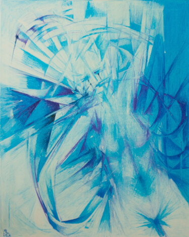 Malerei mit dem Titel "Blau" von Marie-Laurence Winter, Original-Kunstwerk, Öl
