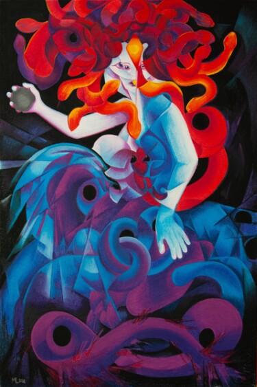 Malerei mit dem Titel "Medusa" von Marie-Laurence Winter, Original-Kunstwerk, Öl