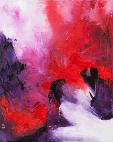 Malerei mit dem Titel "rosarotviolett" von Marie-Laurence Winter, Original-Kunstwerk, Öl
