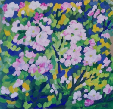Peinture intitulée "Fleurs de pommier" par Marie Leddet, Œuvre d'art originale, Gouache